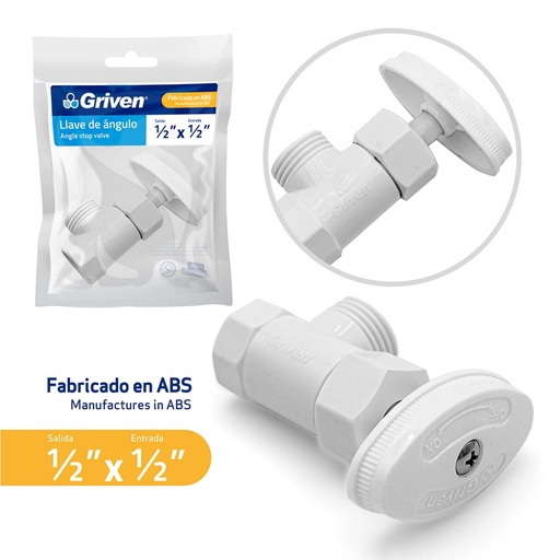 [8A145-SQ-005PV] Llave de arresto 1/2'' x 1/2'' GRIVEN (plastica)