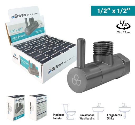 [GV-AVQ-1-2] Llave de arresto 1/2'' x 1/2'' GRIVEN (gun metal)
