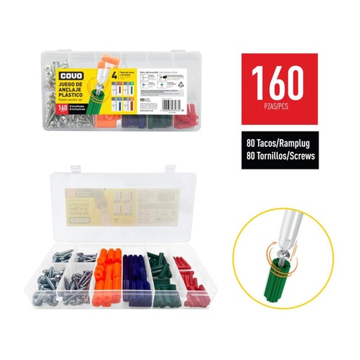 [CV-PPS-SET] Tornillos con ramplug COVO (set 160pz)