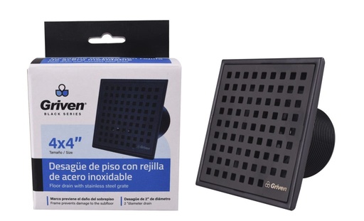 [A367-BL-18] Rejilla para piso 4'' x 4'' negra GRIVEN