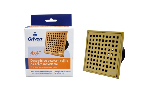 [GRV-SD-18GS] Rejilla para piso 4'' x 4'' gold GRIVEN