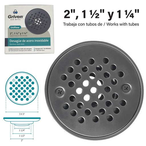 [GV-RSD-10A1Q] Rejilla para piso 4'' gun metal GRIVEN