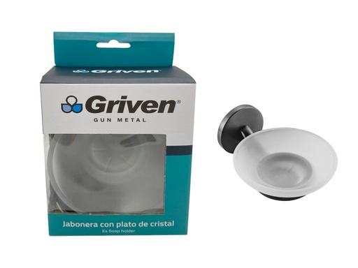 [GV-QF60200-SH] Jabonera con plato de cristal GRIVEN (gun metal)