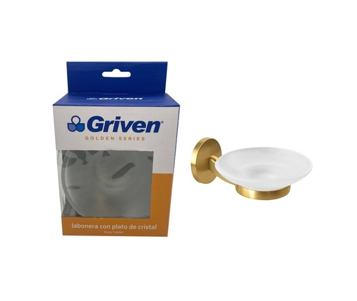 [GV-GH60200-SH] Jabonera con plato de cristal GRIVEN GOLDEN (dorado)