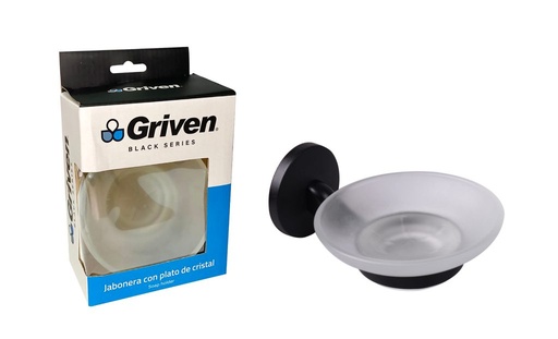 [A367-SH60200-SH] Jabonera con plato de cristal GRIVEN (black)