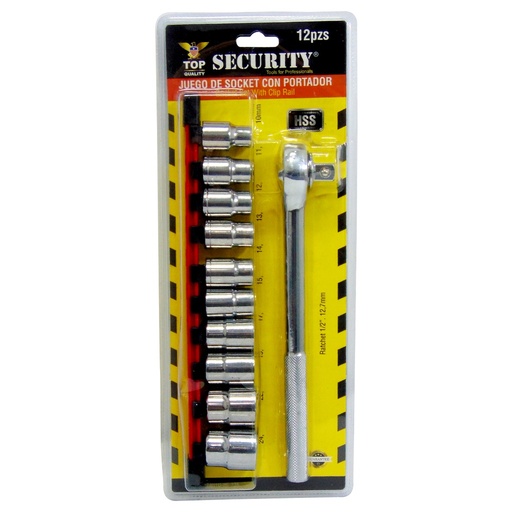 [7A010-86-735] Rachet 1/2'' con dados mm SECURITY (set 12pz)