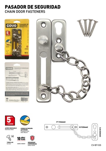 [CV-BT-SS] Pasador de seguridad con cadena COVO (acero inoxidable)
