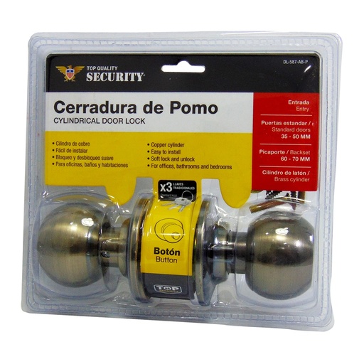 [DL-587-AB-P] Cerradura de pomo SECURITY (dormitorio)