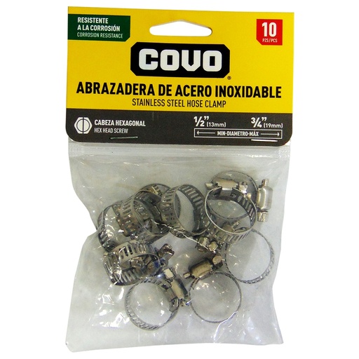 Abrazadera de acero inoxidable COVO (por unidad)