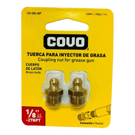 [CV-GG-NP] Tuerca para inyectar grasa 1/8'' COVO (set 2pz)