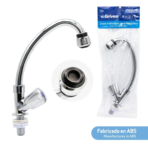 [A367-ZF306D] Grifería para fregadero mr1/2'' GRIVEN (abs cromado)