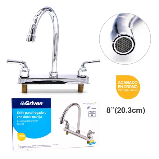 [A367-GF1416A] GRIFERIA PARA FREGADERO 8″ DOBLE MANIJA GRIVEN