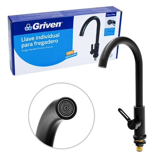 [A367-SH900-BK] Griferia fregadero GRIVEN (negra)