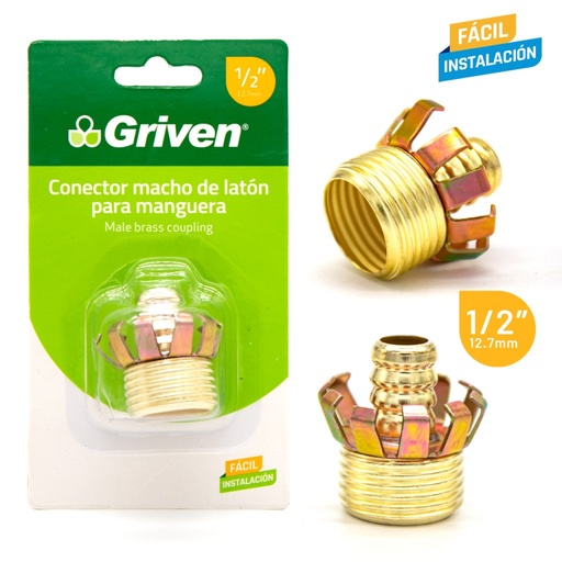 [A145-G1010] Conector macho 1/2''para manguera de jardin GRIVEN
