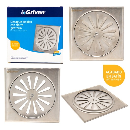 [A367-SD-12S] Desagüe de piso 12cmx12cm giratorio GRIVEN
