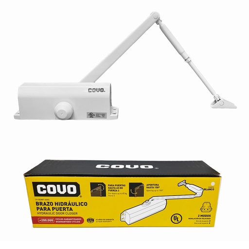 [CV-503WT-65KG] Brazo hidraulico para puerta 65 Kg COVO (blanco)