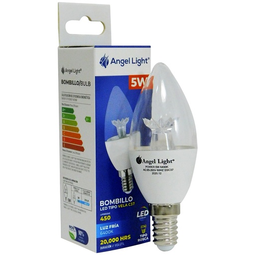 [A105-SSC37-5W] BOMBILLO LED 5W E14 6400K 80-265V TIPO VELA ANGEL LIGHT 