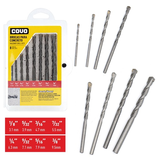 [CV-DB-402] Mecha para concreto COVO (set 8pz) 