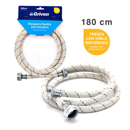 [A367-WMH1-5-3-4-T] Manguera flexible para lavadora 180cm GRIVEN