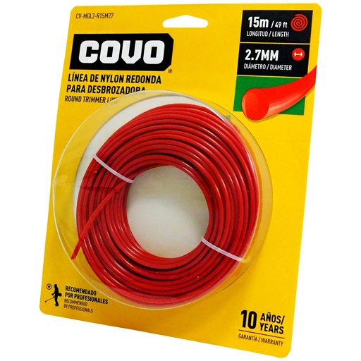 [CV-MGL2-R15M27] NYLON REDONDO PARA DESMALEZADORA 15MT X 2,7M M COVO 