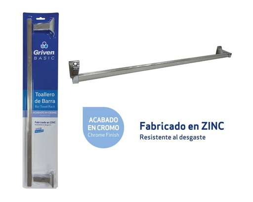 [A367-SH8001J] TOallERO DE BARRA 60CM CROMADO GRIVEN