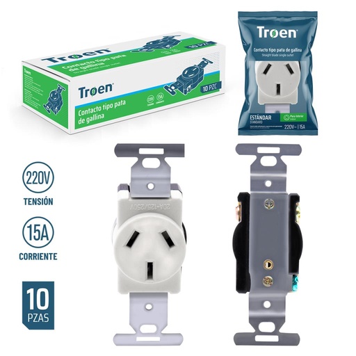 [SCT-U08-B] Tomacorriente 20ah 125-250v TROEN (beige)