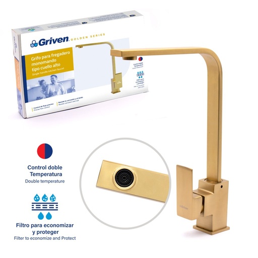 [A367-GMF603] Griferia monomando para fregadero GRIVEN (gold)