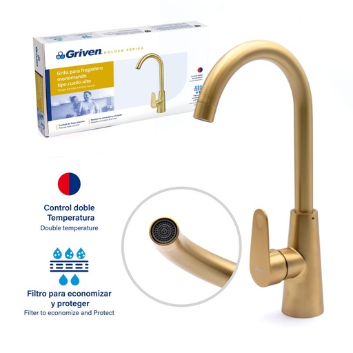 [A367-GMF602] Griferia para fregadero monomando GRIVEN (gold)