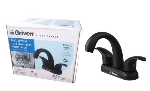 [GV-BF-1] GRIFERIA LAVAMANO 4'' CUELLO CURVO GRIVEN BLACK