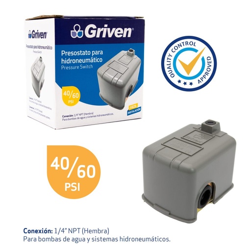 [A136-FSG-4] Presostato para hidroneumatico 40/60 PSI GRIVEN