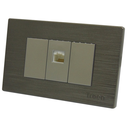 [A136-ETP-RJ45] TOMA PARA CABLE DE TELEFONO PLATEADA TROEN 