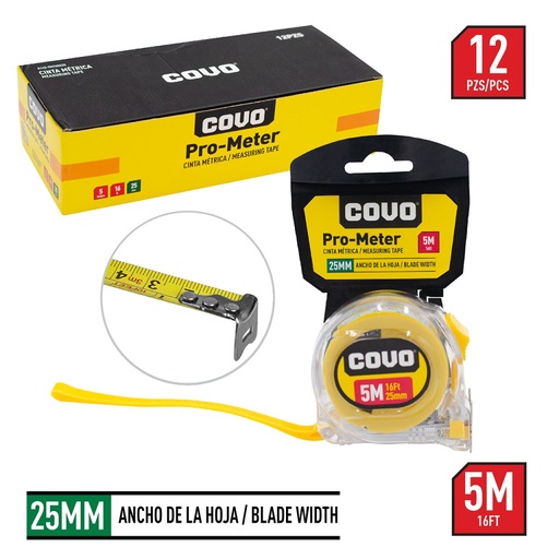 [A145-9MT05525] Cinta metrica COVO (25mm x 5 metros)