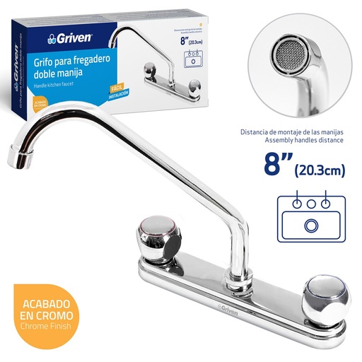 [A367-D8001A] Griferia de fregadero GRIVEN (cromada)