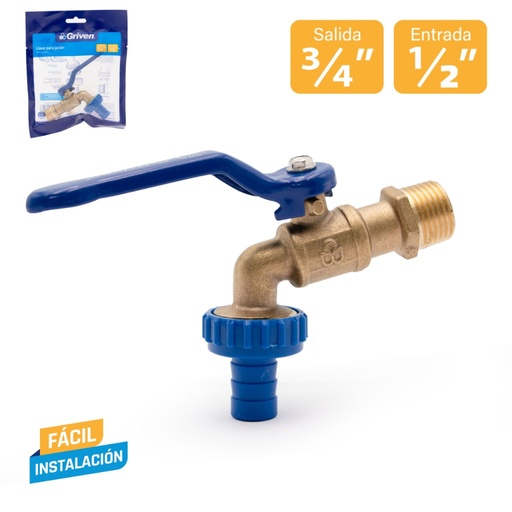 [HC-B145G-GB] Llave para manguera mr1/2'' x mr3/4'' GRIVEN (satinada)