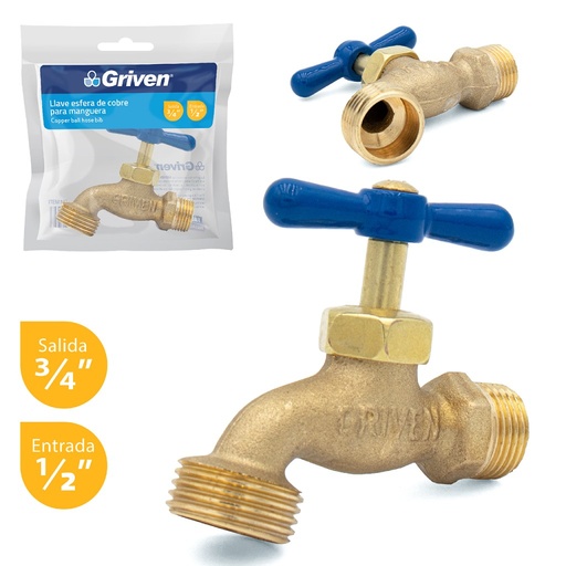 [A367-BIB145B] Llave de manguera mr1/2'' x mr3/4'' GRIVEN (bronce)
