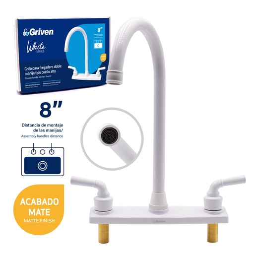 [A367-WF802] Griferia de fregadero GRIVEN (blanca)