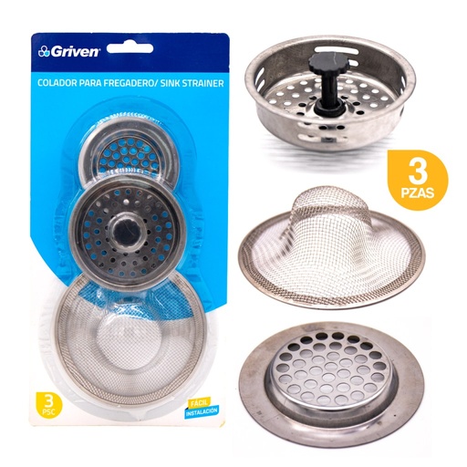 [A018-ZJ3013] Colador para fregadero GRIVEN (set 3pz)