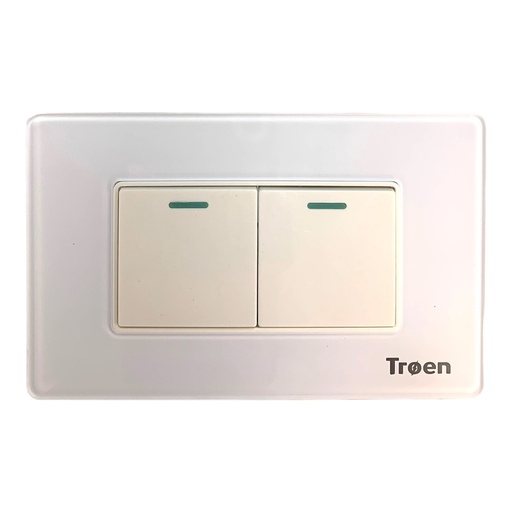 [TR-ATW-2K-3W] Interruptor doble TROEN (acrilico blanco)