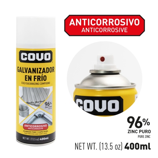 [CV-SZ-96] Aerosol anticorrosivo galvanizado en frio COVO (400ml)