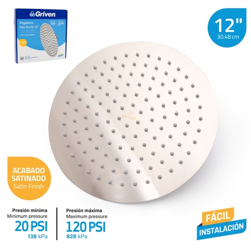 [GV-SHS12-R] Regadera cuadrada para ducha GRIVEN