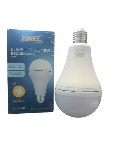 Bombillo led recargable ac85-265v EXXEL (incluye sócate colgador)