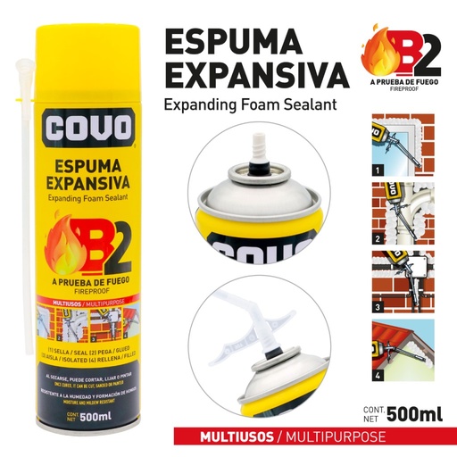 [CV-MFS500-B2] Espuma expansiva a prueba de fuego 500ml COVO