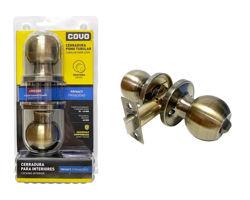 [DL-6872BK-AB] CERRADURA DE POMO PARA BAÑO SATINADA COVO
