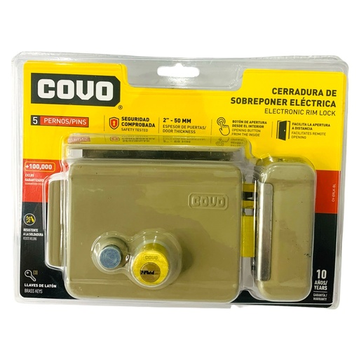 [CV-ERLK-BL] CERRADURA ELECTRICA SOBREPONER 2" 50MM COVO