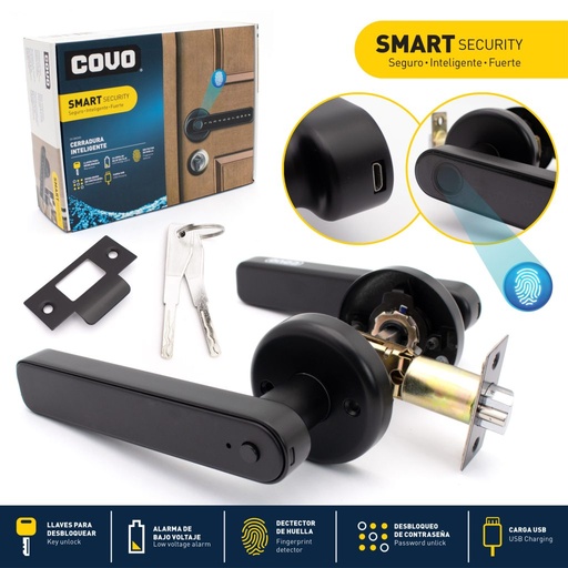 [CV-SM2202] CERRADURA INTELIGENTE CON HUELLA DIGITAL COVO