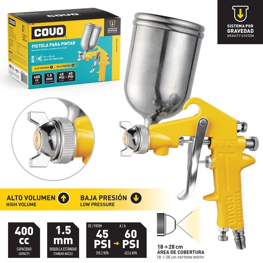[CV-F75G] PISTOLA DE SPRAY PARA PINTAR 400CC COVO