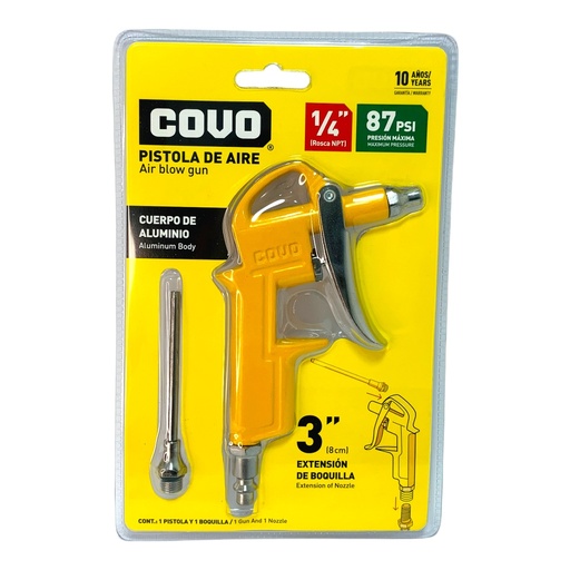 [CV-CC-10] Pistola de aire para pintar 3" con extensión 87psi COVO