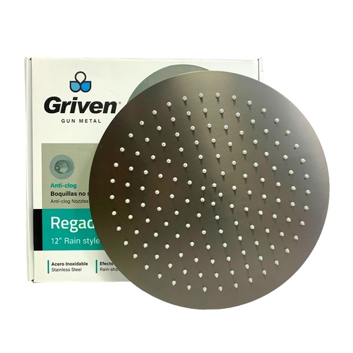 [GV-SHQM12-R] Regadera redonda 12'' gun metal GRIVEN