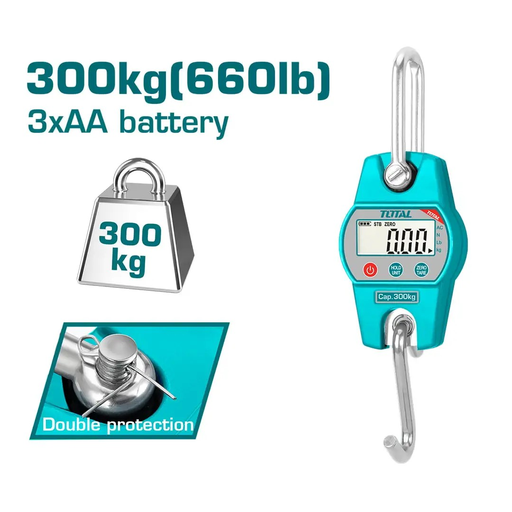 [THESA63001] Peso colgante digital 2kgs-300kgs TOTAL (3 x AA)