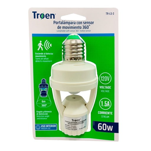 [TR-LS-2] PORTA LAMPARA CON SENSOR DE MOVIMIENTO 360 GRD TROEN